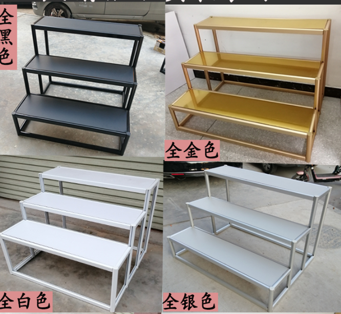 阶梯银行礼品架台阶式鞋架展会梯形台楼梯式架 90*90*90三层含密度板
