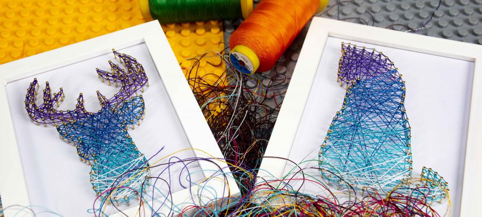 钉子画绕线鹿鲸猫动物钉子绕线画diy手工学生制作品创意弦丝画礼物