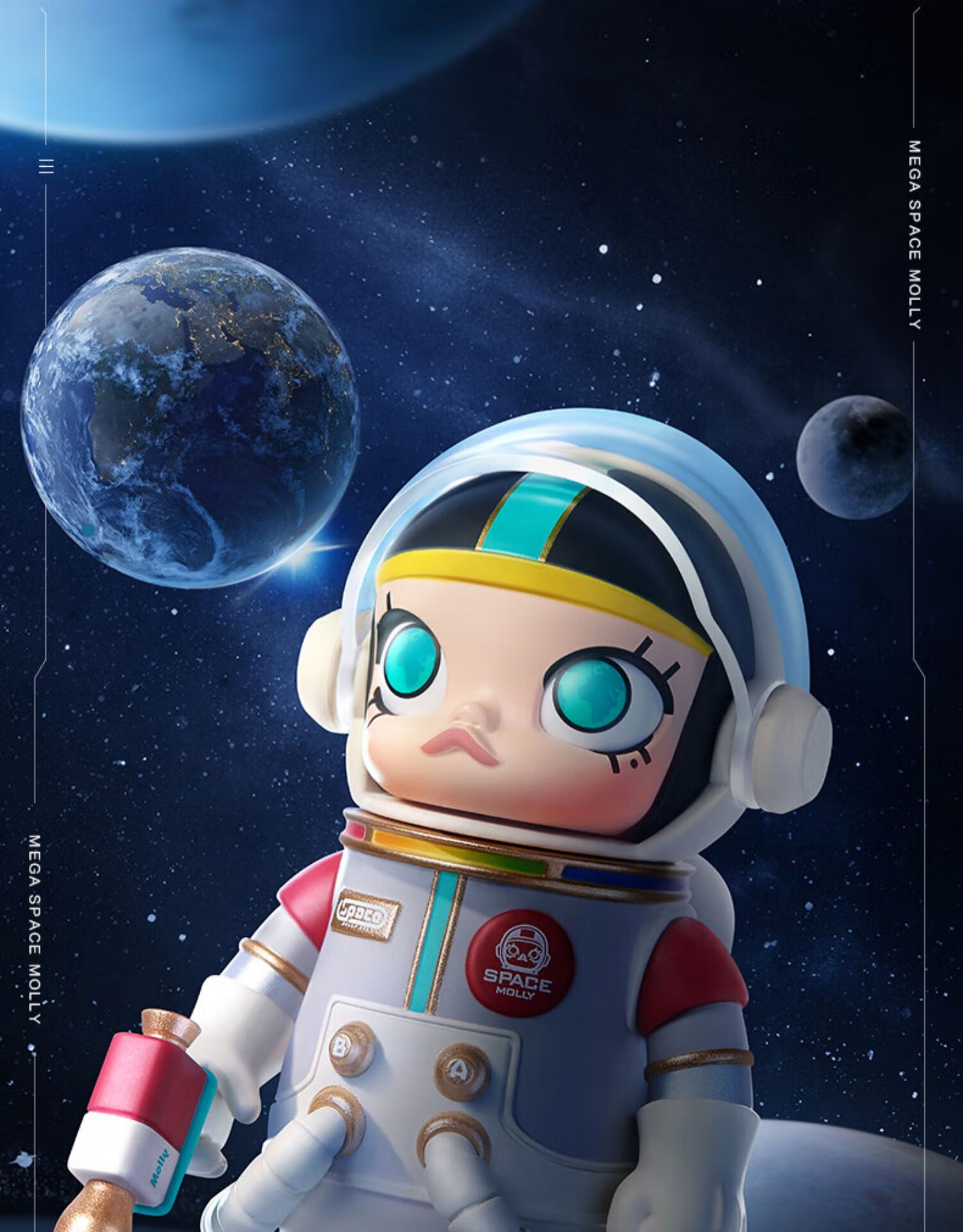 泡泡·玛特space molly心动周年100%宇航员车载出风口潮流手办盲盒