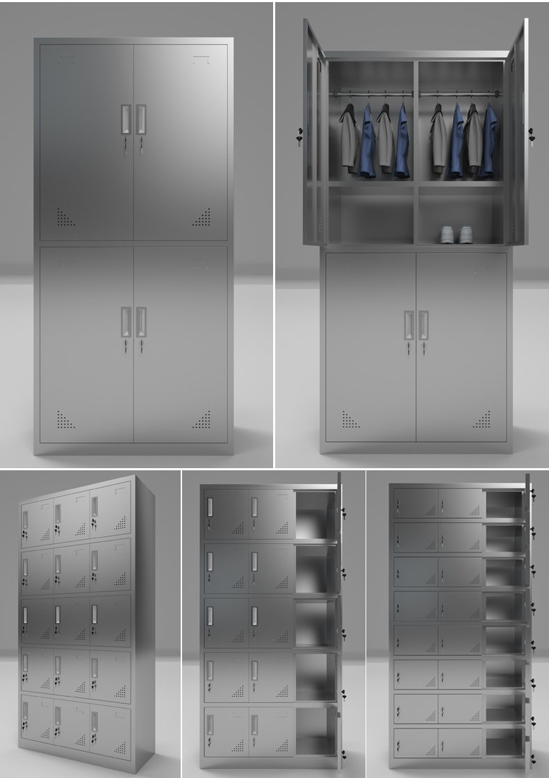 亿三威201不锈钢更衣柜无尘车间衣帽鞋柜304不锈钢员工储物柜衣柜子