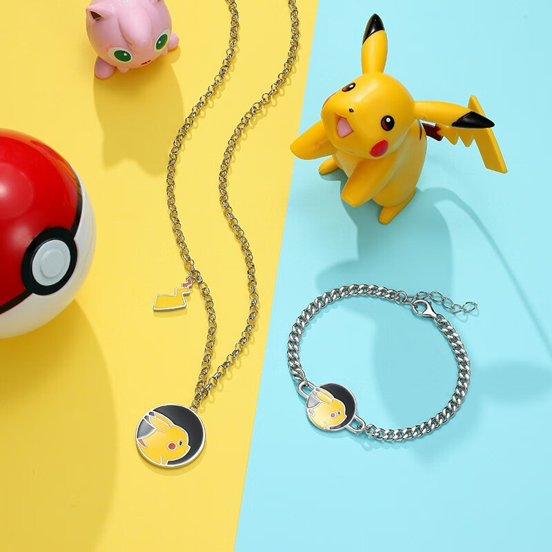 母亲节礼物潮宏基精灵宝可梦皮卡丘s925银手链女士银链子卡通童趣动漫