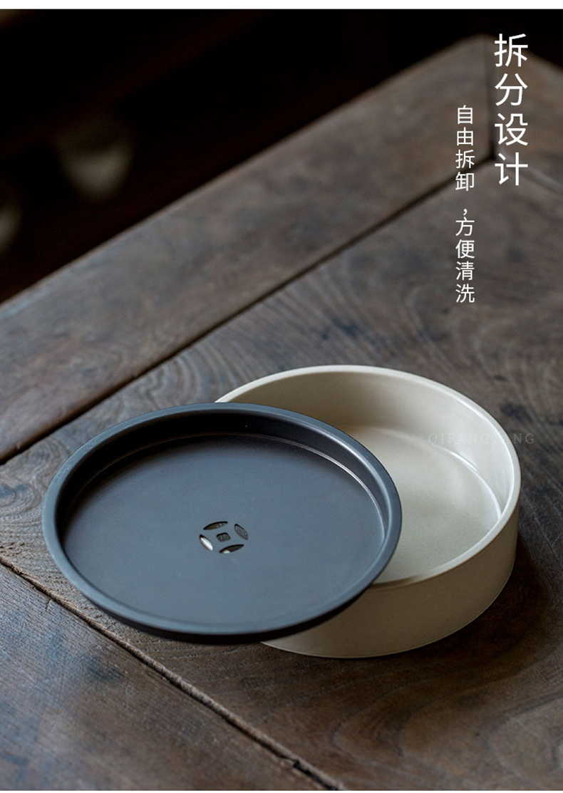 草木灰釉家用壶承干泡台蓄水托盘高端茶壶养壶底座茶承茶具配件 如意