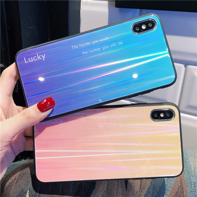 极光渐变色opporeno手机壳oppor17玻璃oppor15男女款r11s潮r11网红r9
