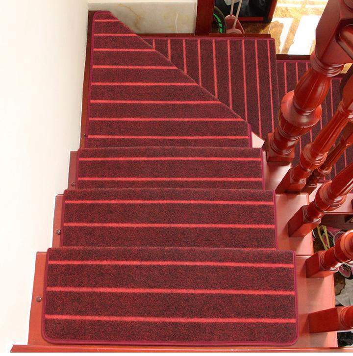楼梯垫楼梯踏步垫台阶贴免胶自粘楼梯家用垫子异形可定制简约红色横条