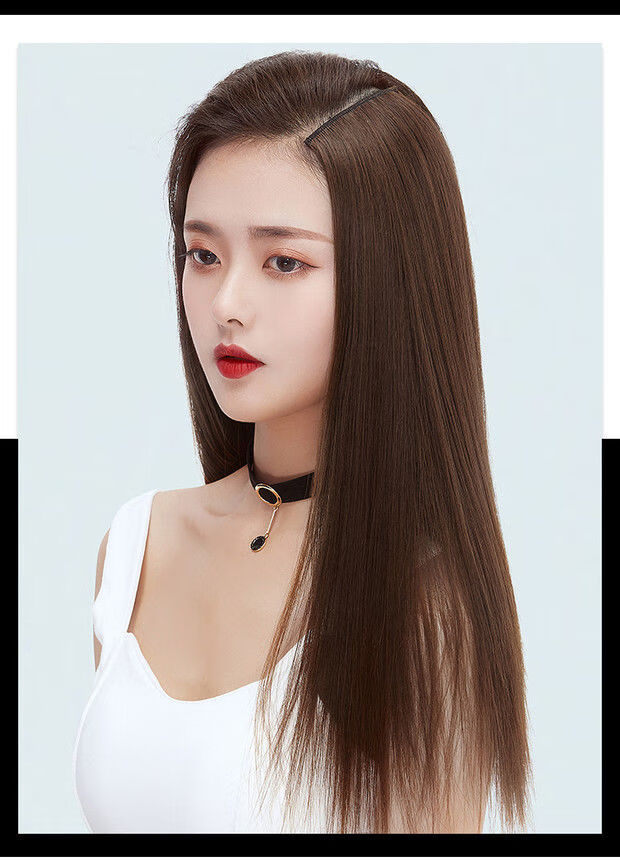 假发片女接发片长直发补发贴片头顶蓬松自然无痕隐形仿真发增发量3片