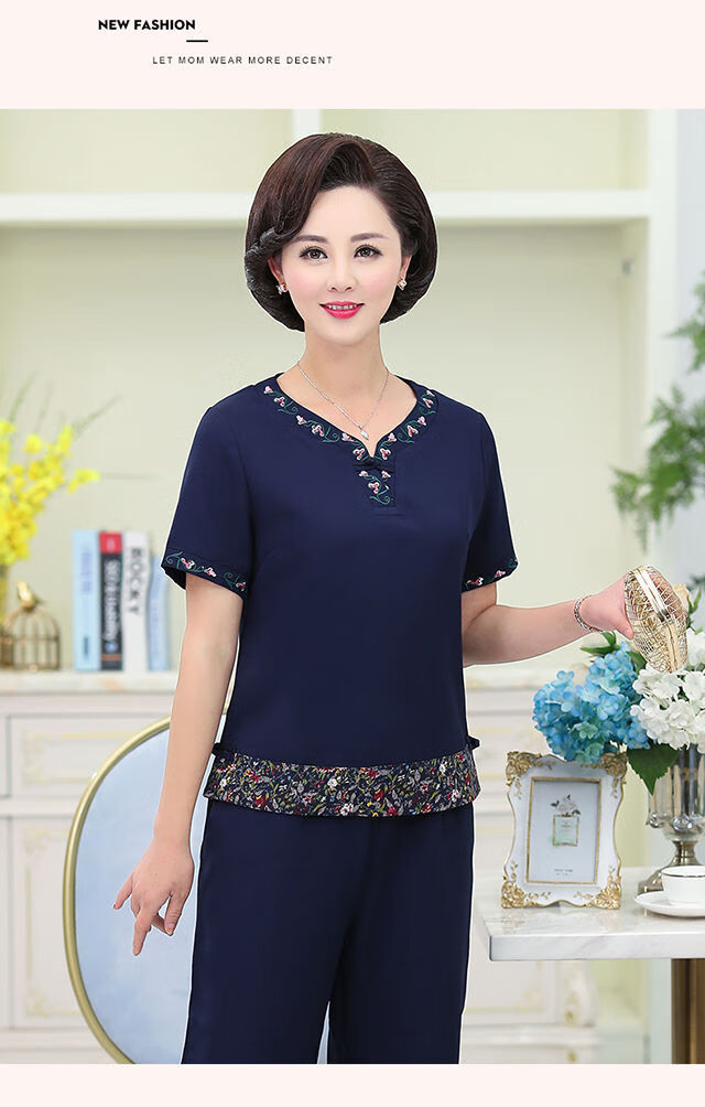 妈妈夏装套装棉麻民族风四五十岁中老年妇女装夏季两件套2020新款