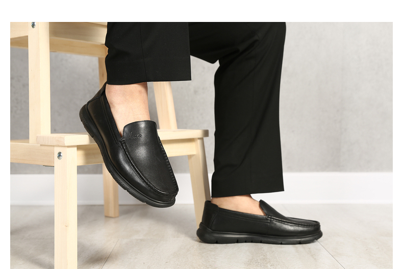 老美华男鞋2021皮鞋男牛皮鞋中老年人软底爸爸鞋春季时尚潮流商务休闲