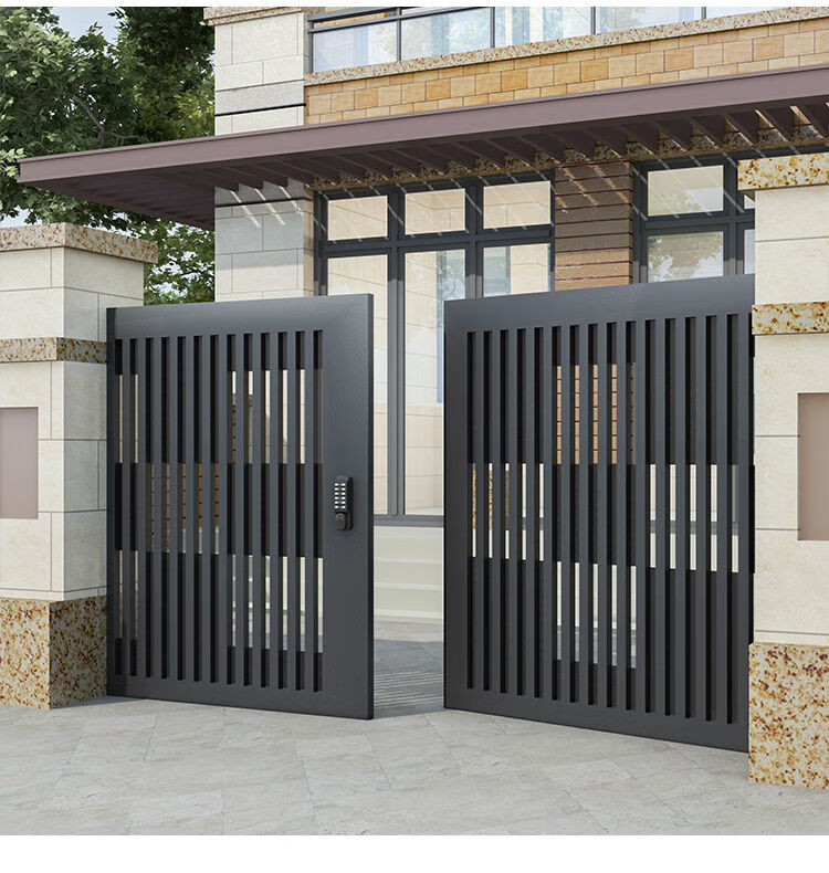 智家派 铝合金庭院大门现代风农村别墅中式双开门百叶简约入户门防锈