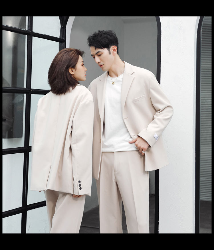 宾牧鸟秋冬新款男士休闲情侣西服套装宽松西装外套男女青年气质潮男