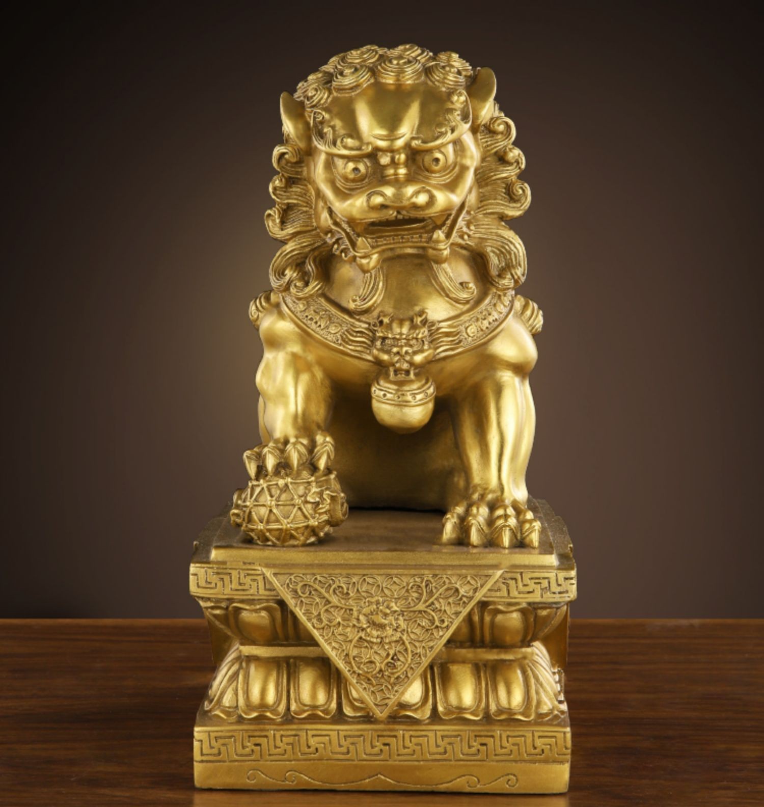 6015权夫人高端设计 铜狮子摆件纯铜大小号客厅北京狮一对门口