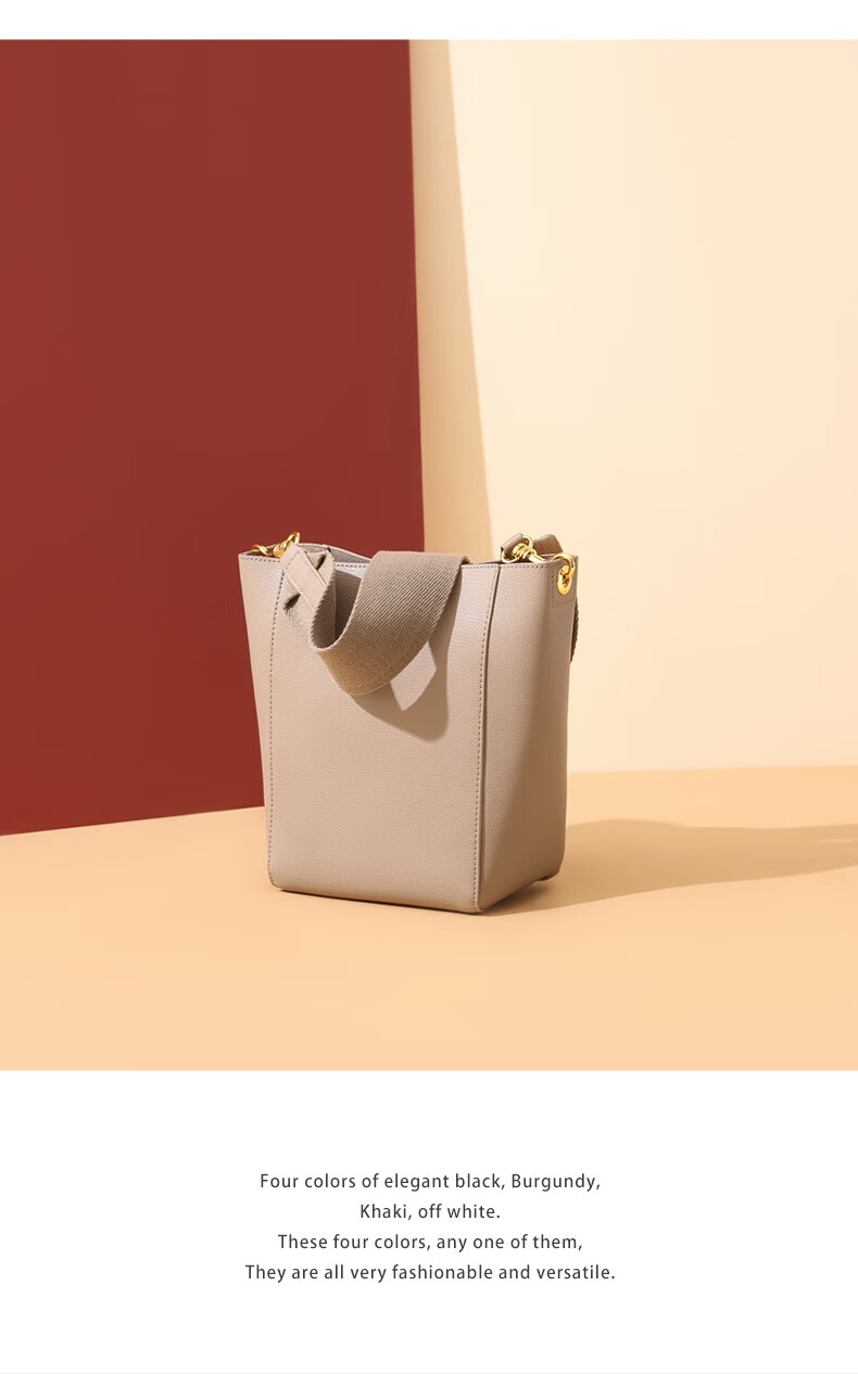 touchmiss轻奢品牌奢侈品水桶包宽肩带女士单肩斜跨包山羊纹牛皮手提