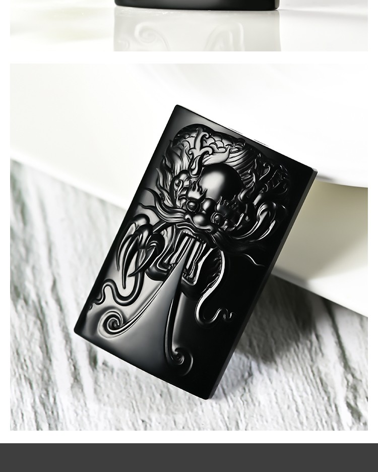 芊乔珠宝和田墨玉螭吻玉牌生肖龙玉吊坠龙吐水玉佩属相龙黑羊脂挂件