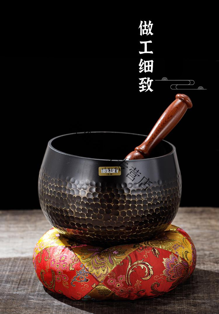 铜磬纯铜罄钵佛音碗摆件引罄修行钵铜庆佛教用品 24英寸厚磬(带垫子