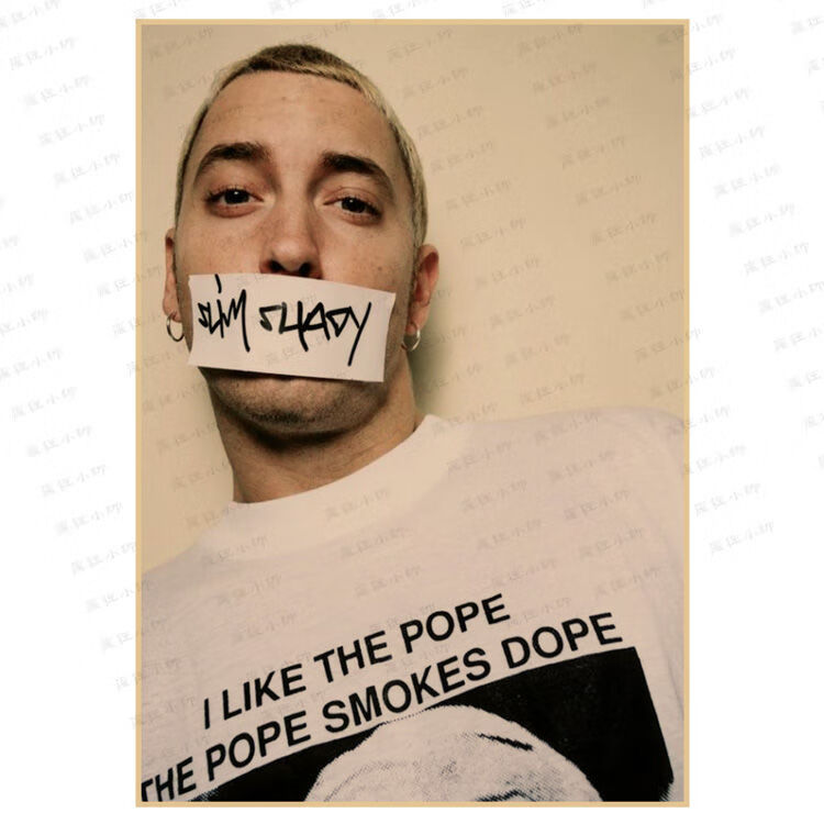 索芙太 痞子阿姆埃米纳姆eminem复古牛皮纸海报姆爷说唱歌手饶舌宿舍