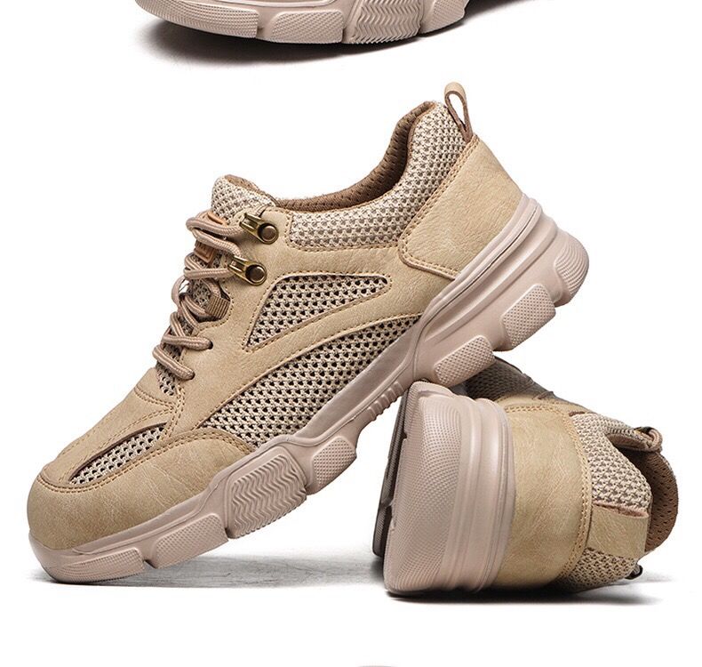 颂律夏季透气飞织劳保鞋男钢包头防砸防刺穿轻便耐磨防臭工地工作鞋乔