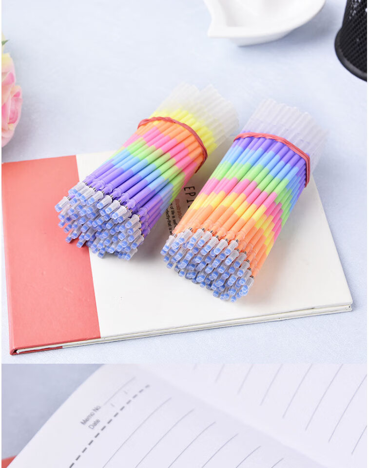 彩虹荧光笔七彩绘画笔芯学生diy美术用笔 100支芯送10支笔
