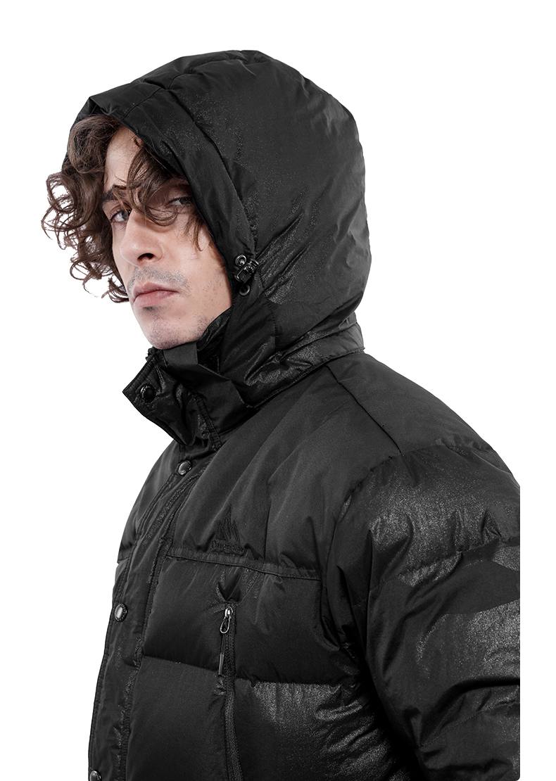 onepolar极地长款羽绒服男冬季户外防风保暖外套加厚天鹅绒防寒服黑色