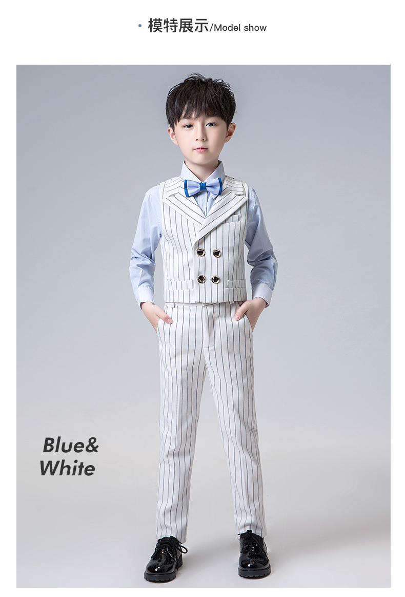 礼服套装英伦风夏季韩版条纹儿童西装小主持人朗诵钢琴演出服小孩子