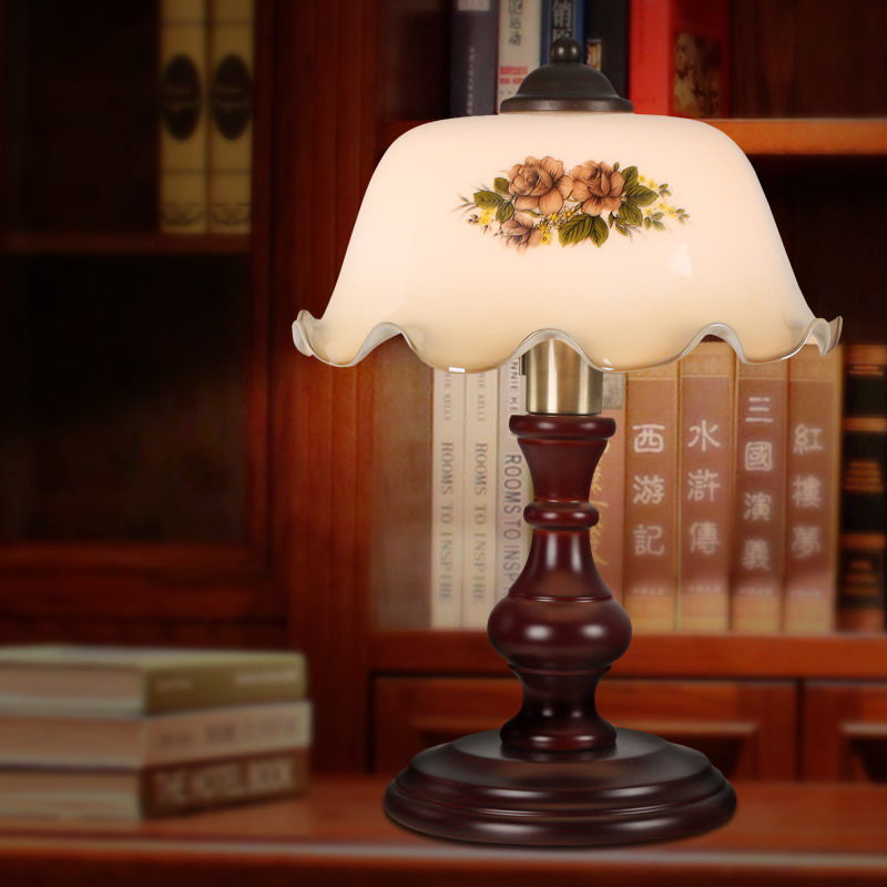 民国风台灯中式实木复古台灯 可调光民国老上海卧室床头书房咖啡厅