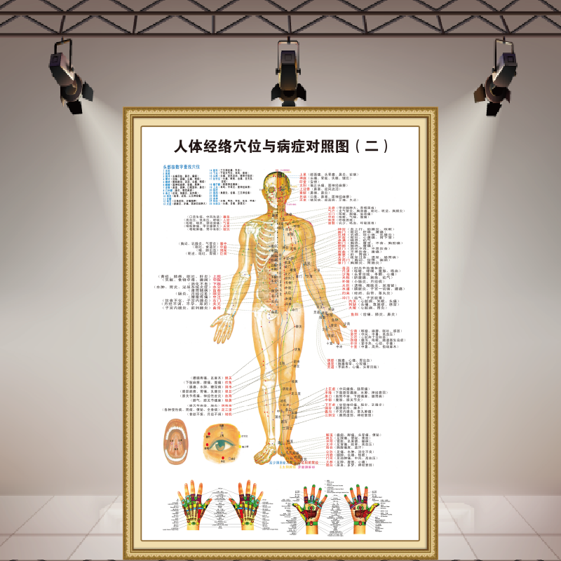 1套3张高清超大人体经络穴位图中医针灸推拿足疗刮痧