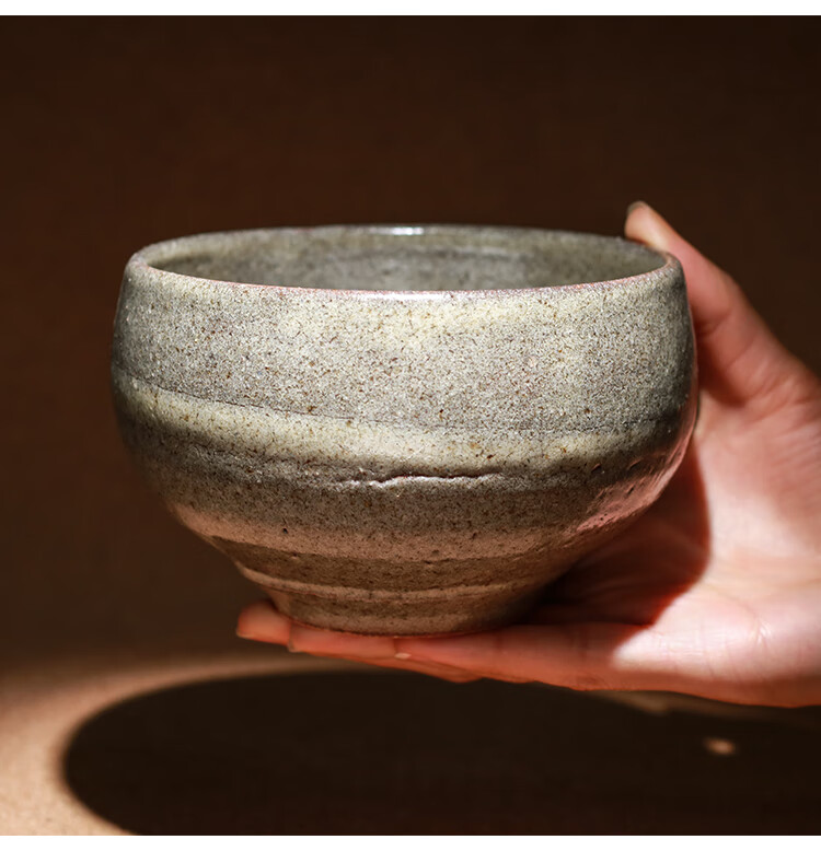 沐享日式手工抹茶碗清水烧乐烧茶具古玩收藏艺术品陶瓷茶碗款3米色碗