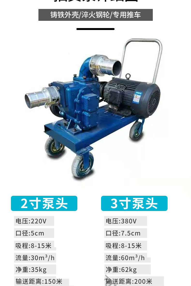 澤洋抽糞泵養殖場專用吸糞機無堵塞真空自吸式汙水泵泥漿排汙泵2寸