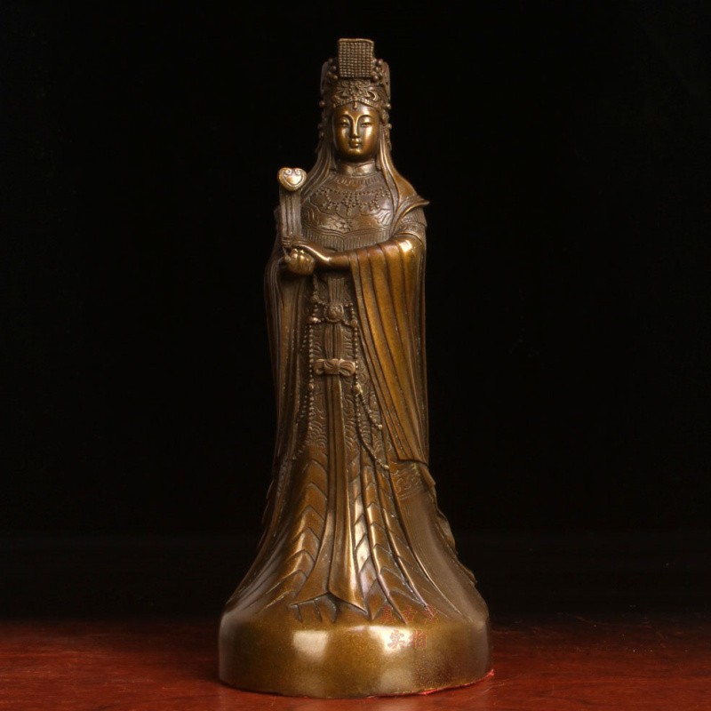 真古意纯铜妈祖神像摆件铜开天后圣母海神妈祖家居供奉工艺品妈祖高