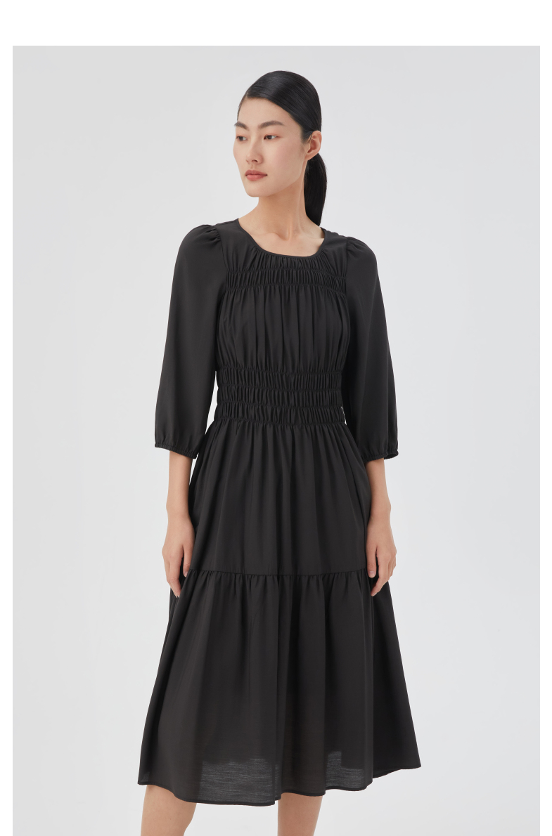 gloria歌莉娅2022年春季新品醋酸打揽连衣裙123c4k95000b黑色m