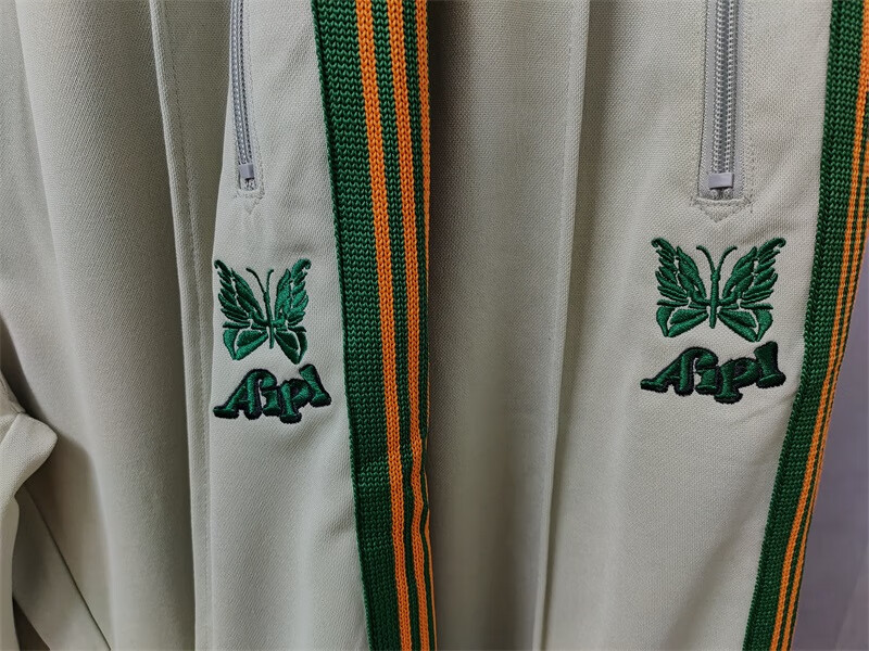 ea潮牌needles x aip 刺绣logo蝴蝶裤男女同款日系复古校服裤休闲长裤