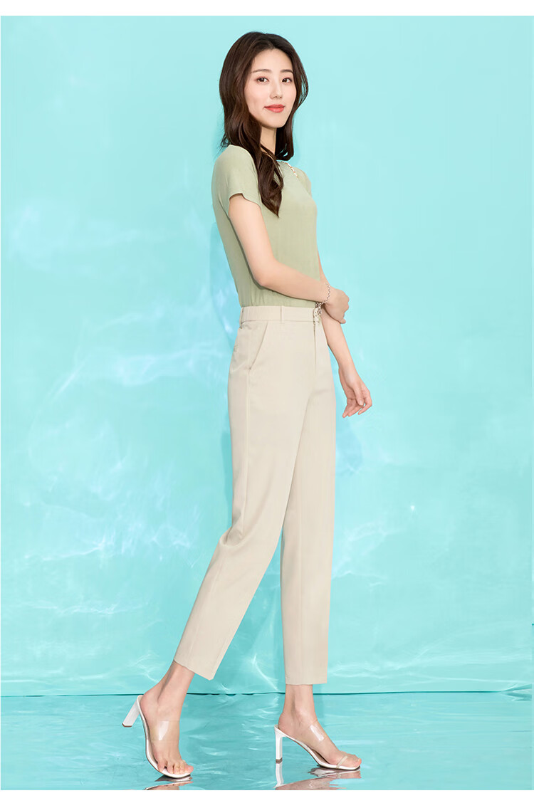 yundongma休闲裤女2020夏季薄款轻奢九分裤烟管裤宽松高腰工作直筒裤