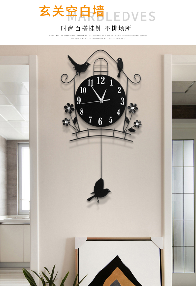 电子时钟挂墙壁客厅钟表壁挂钟现代简约墙上挂钟挂墙夜光钟表挂钟客厅