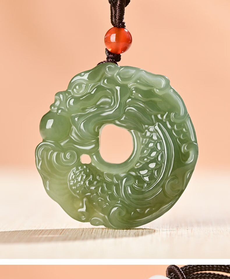 今传福祥龙平安扣玉吊坠个性中国风复古龙形雕刻玉佩男女款玉挂件白玉