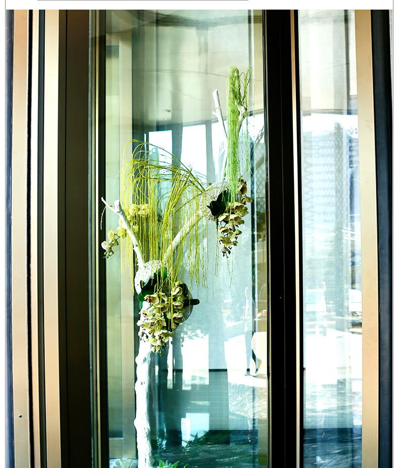 野派酒店旋转门仿真花落地花瓶假花迎宾大堂大厅插花摆件装饰花艺样板