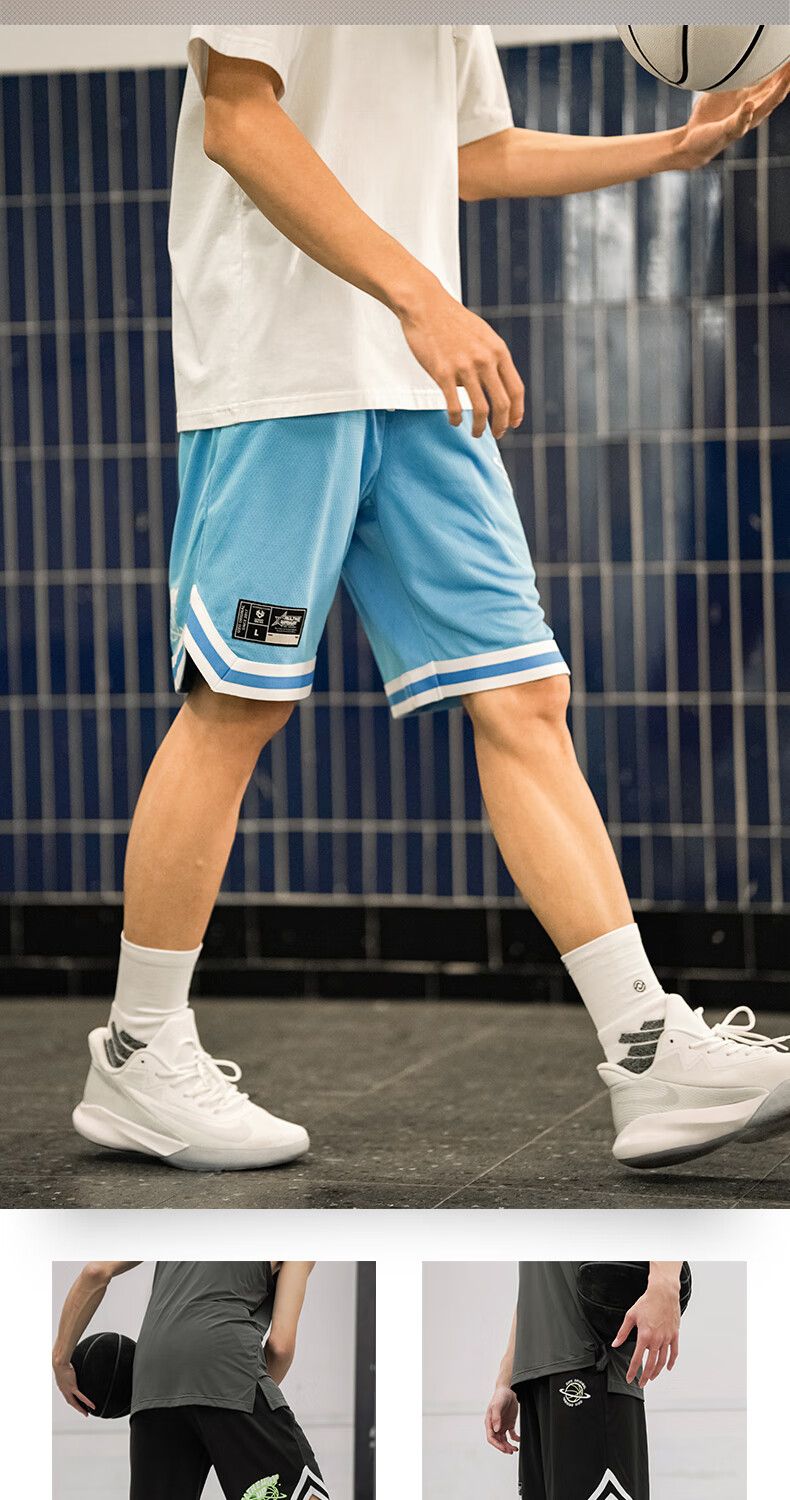 uzis篮球短裤无界男夏季运动健身速干网眼美式复古训练球裤星球黑色xl