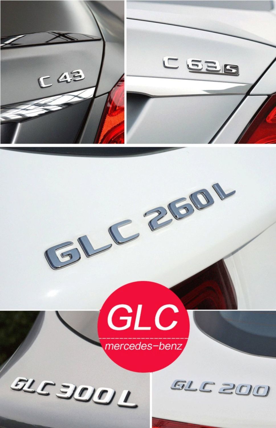 奔驰尾标后车标贴标志e300lglcc260le260l字标amg改装c200装饰glc300l