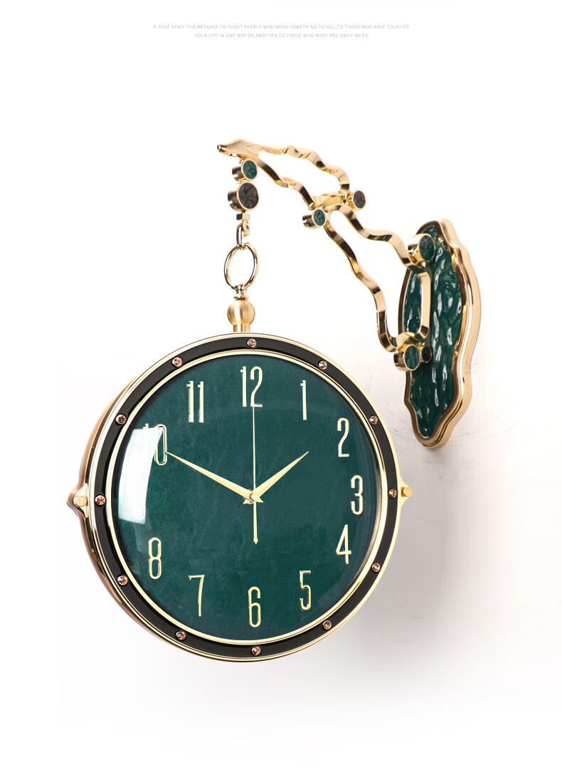 新款欧式双面轻奢挂钟钟表客厅时尚大气家用客厅两面石英时钟挂表挂墙