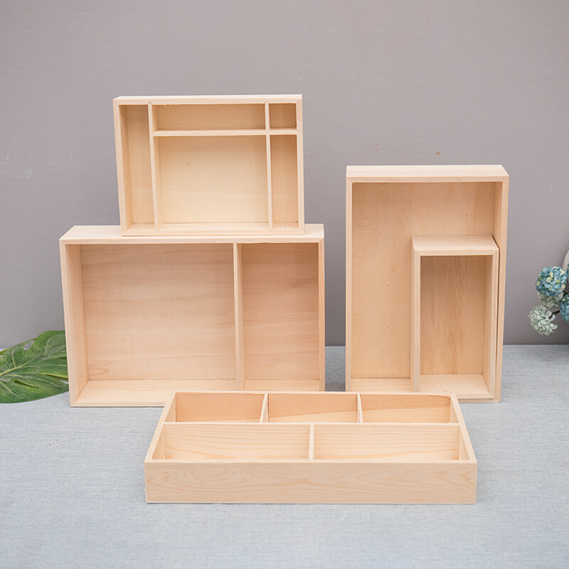 正长方形木盒无盖木盒子桌面首饰手牌原木色35205