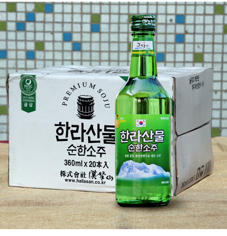 汉拿山韩国原装原瓶进口21度烧酒19度淡味烧酒济州蒸馏酒360ml21度360