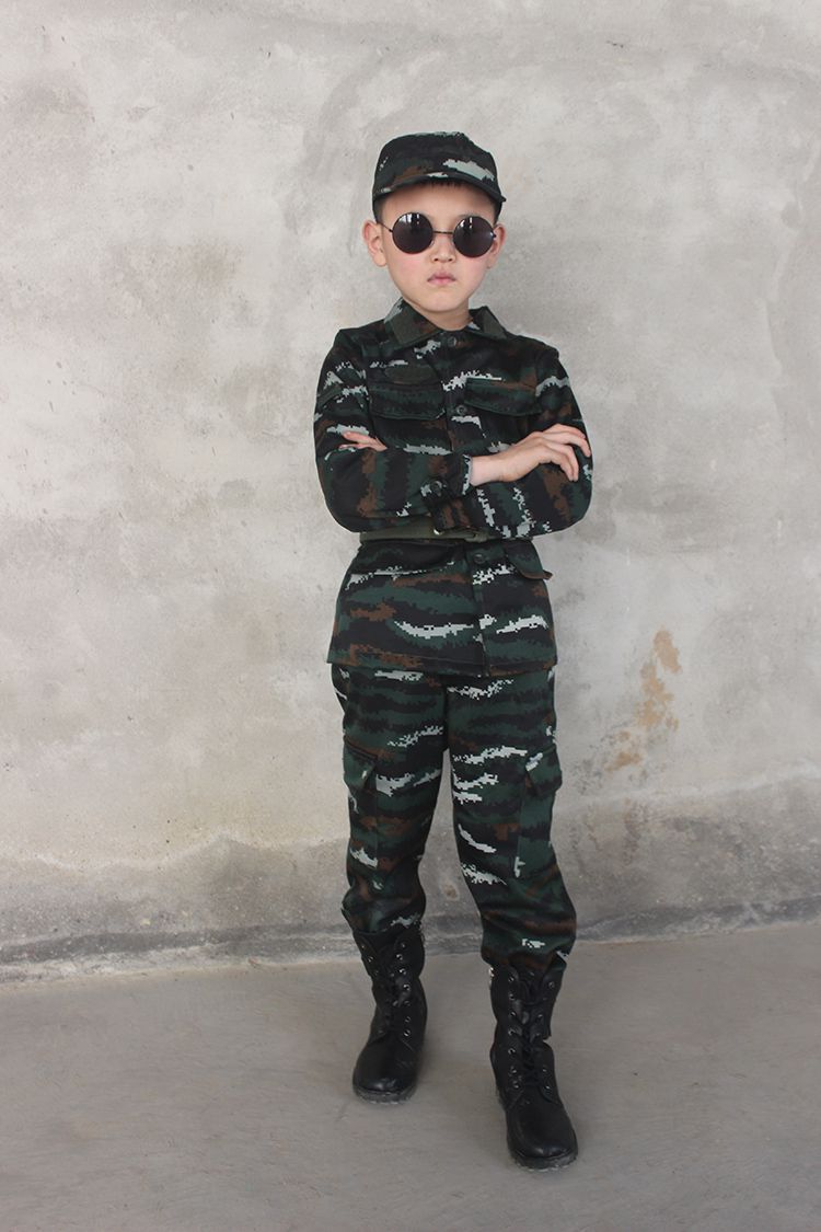 儿童迷彩服套装演出幼儿中小学生军训服装小孩演出表演服天蓝色3号