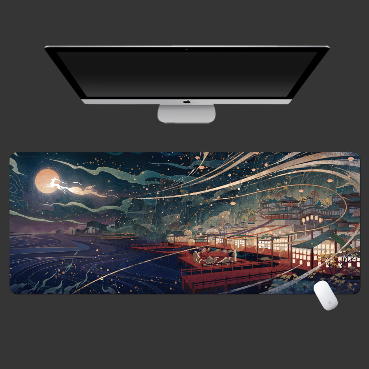 甘雨胡桃男生电脑键盘桌垫定制二次元周边原神22夏日聚会900x400mm3mm