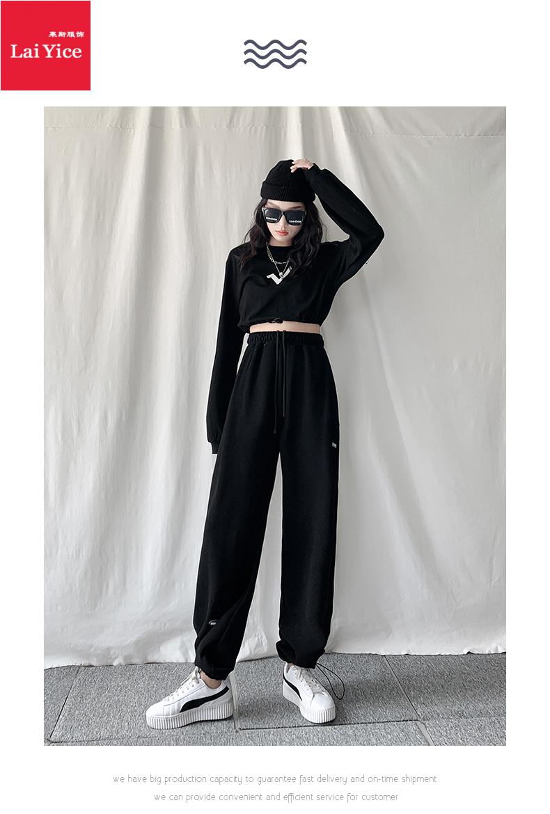 加绒加厚运动裤灰色女宽松束脚裤秋冬季加绒显瘦百搭2020新款休闲卫裤