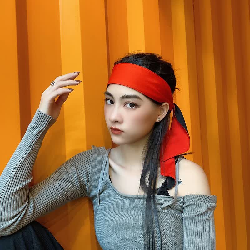 运动头带开放式头巾纯色绑带式运动头带后绑开放式系带篮球网球拳击