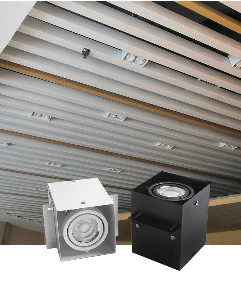 铝方通吊顶led灯方形方通双头明装格栅筒灯射灯cob天花斗胆灯 可定制