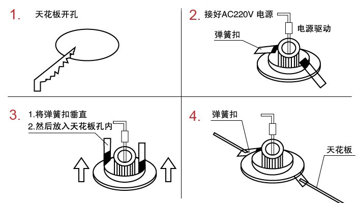 一体化led3w天花灯筒灯射灯全套背景墙灯射灯升级款3w暖光