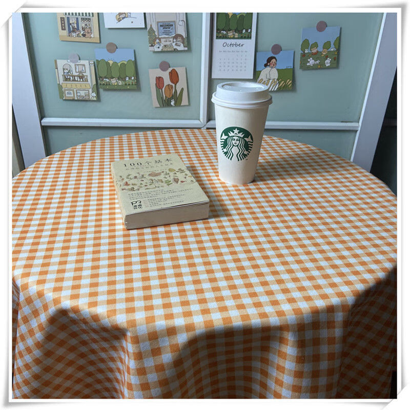 网红ins少女心书桌布摆拍背景布北欧格子台布布艺摆地摊布野餐布雪柯