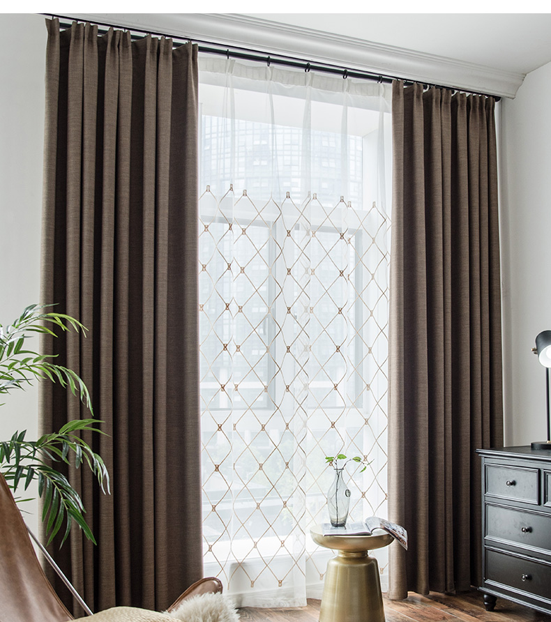 劲仕简约纯色棉麻窗帘北欧亚麻成品定制卧室客厅窗纱帘阳台遮光布宣尼