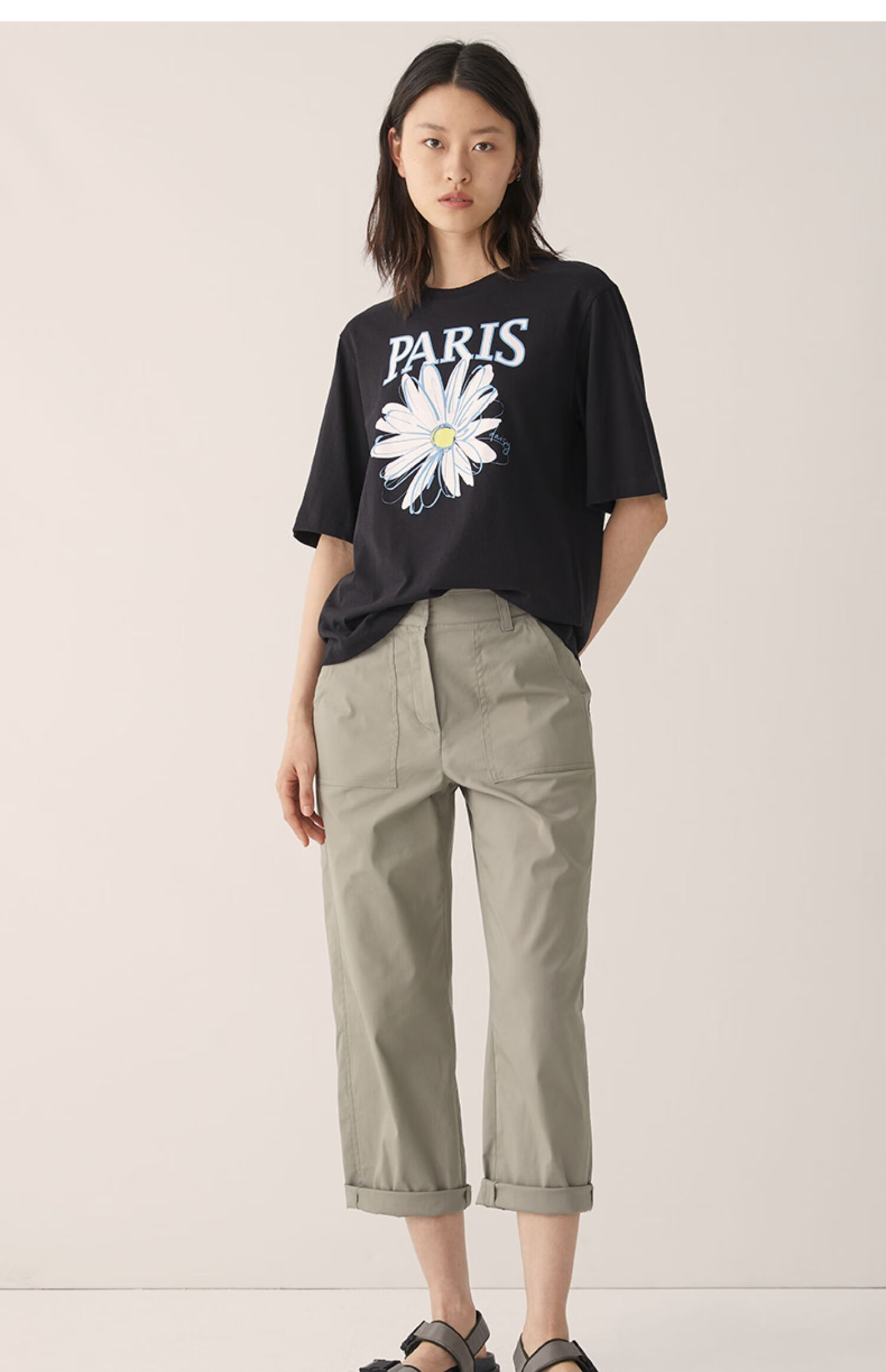 mind bridge夏季新款t恤女士短袖纯棉宽松印花潮流mvts421b-238 原