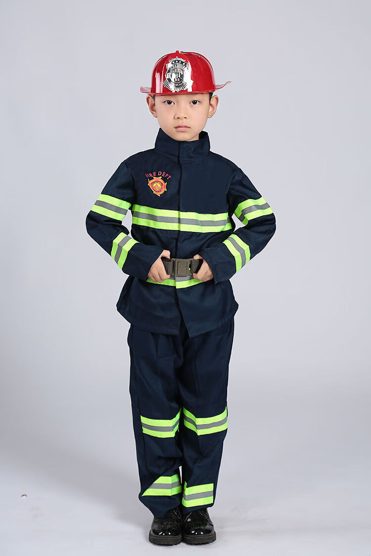 曼迪尚冬季换新儿童消防员服装消防服套装职业体验装角色扮演警察服