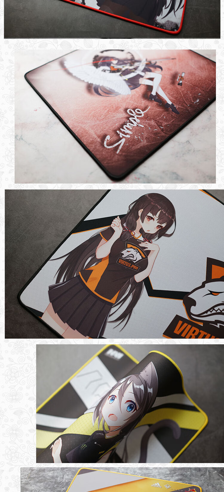 莱昂凯外设店 电竞大号细面鼠标垫二次元娘化 liquid a队csgo战队 vg