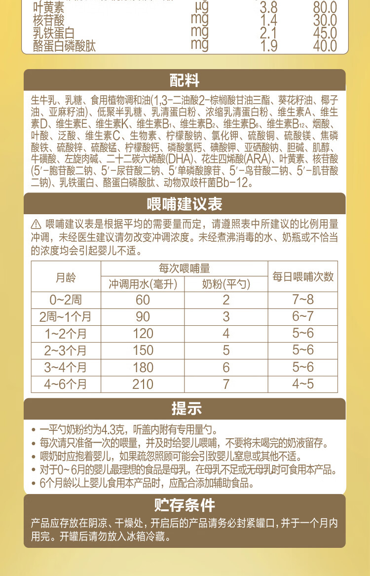 飞鹤星飞帆卓睿1段新生婴儿配方牛奶粉06个月300克12罐